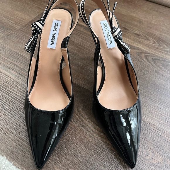 Steve Madden BRI Black Patent Slingback Heels Sz 11 - Picture 5 of 8
